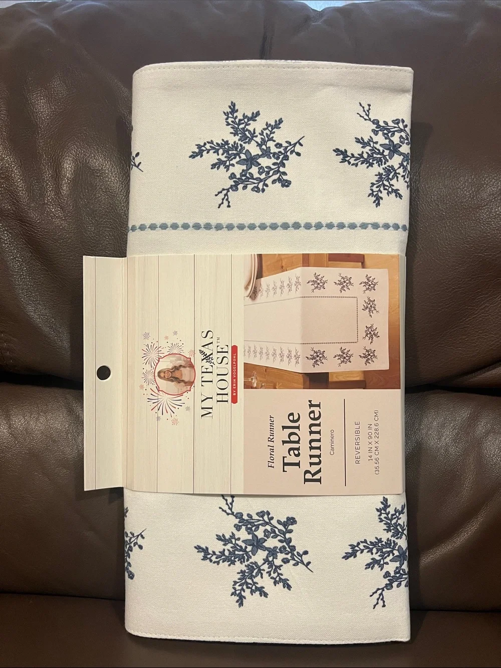 Blue Floral Table Runner